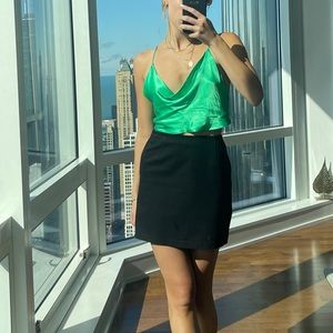 Zara green silky open back crop top